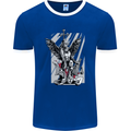 St. Michael Killing the Devil Christian God Mens Ringer T-Shirt FotL Royal Blue/White