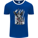 St. Michael Killing the Devil Christian God Mens Ringer T-Shirt FotL Royal Blue/White
