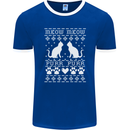 Christmas Cat Meow Purr Funny Xmas Mens Ringer T-Shirt FotL Royal Blue/White