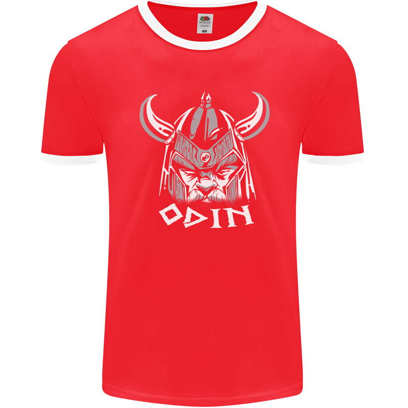 Odin Viking God Warrior Valhalla Norse Gym Mens Ringer T-Shirt FotL Red/White