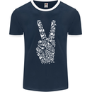 Peace Word Art Hippy Environment Mens Ringer T-Shirt FotL Navy Blue/White