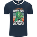 Dinosaur I Don't Like Morning People Funny Mens Ringer T-Shirt FotL Navy Blue/White