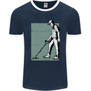 A Man Metal Detecting Detector Mens Ringer T-Shirt FotL Navy Blue/White