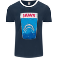 Jaws Funny Parody Dentures Skull Teeth Mens Ringer T-Shirt FotL Navy Blue/White