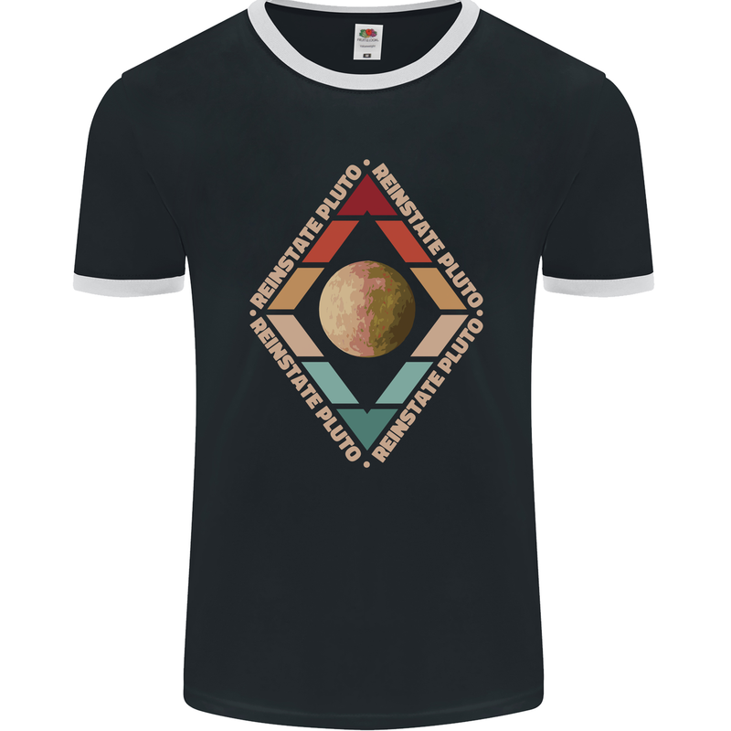 Reinstate Pluto Funny Astronomy Mens Ringer T-Shirt FotL Black/White