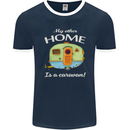 My Other Home Is a Caravan Caravanning Mens Ringer T-Shirt FotL Navy Blue/White