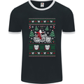 Christmas Biker Santa Motorbike Motorcycle Mens Ringer T-Shirt FotL Black/White