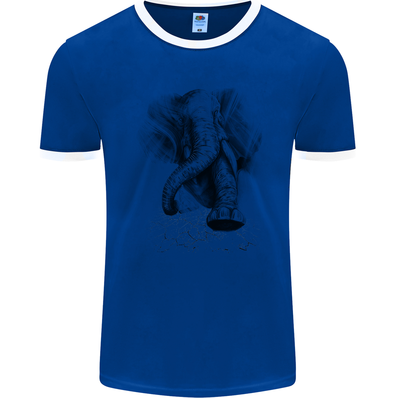 An Abstract Elephant Environment Mens Ringer T-Shirt FotL Royal Blue/White