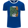 St Patricks Day Shamrock 3 Leaf Clover Mens Ringer T-Shirt FotL Royal Blue/White