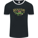Santa T-Rex Drink Eat Merry Funny Christmas Mens Ringer T-Shirt FotL Black/White