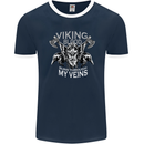 Viking Blood Odin Valhalla Norse Mythology Mens Ringer T-Shirt FotL Navy Blue/White