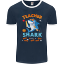 Teacher Shark Funny Teaching Teacher Mens Ringer T-Shirt FotL Navy Blue/White