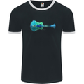 Guitar Reflection Guitarist Bass Acoustic Mens Ringer T-Shirt FotL Black/White