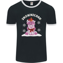 Christmas Snowicorn Funny Xmas Unicorn Mens Ringer T-Shirt FotL Black/White