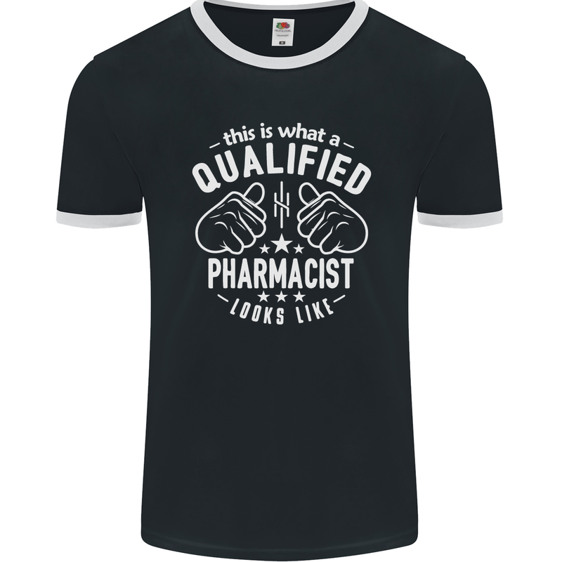 A Qualified Pharmacist Looks Like Mens Ringer T-Shirt FotL Black/White