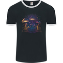 A Trippy Magic Mushroom Forest LSD Mens Ringer T-Shirt FotL Black/White