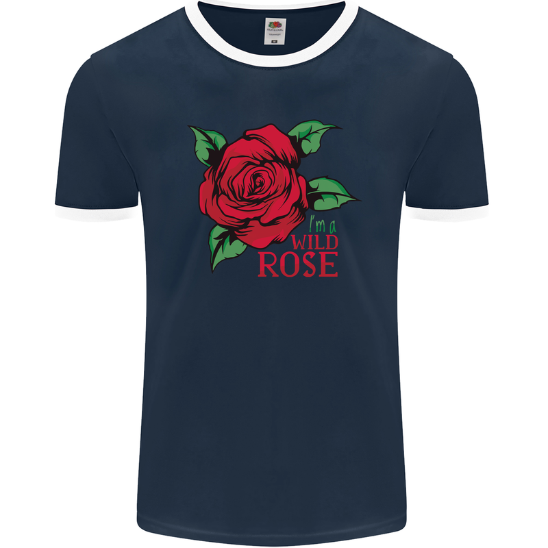 I'm a Wild Rose Mens Ringer T-Shirt FotL Navy Blue/White