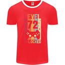 72nd Birthday 72 Year Old Level Up Gamming Mens Ringer T-Shirt FotL Red/White