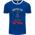 Christmas Better With Wine Funny Alcohol Mens Ringer T-Shirt FotL Royal Blue/White