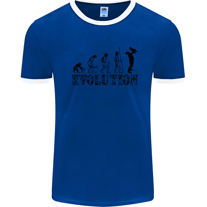 Father And Son Evolution Father's Day Dad Mens White Ringer T-Shirt Royal Blue/White