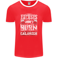 Excuses Calories Gym Training Top Funny Mens Ringer T-Shirt FotL Red/White