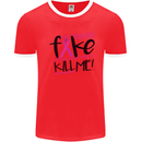 Breast Cancer Awareness Fake Boobs Mens Ringer T-Shirt Red/White