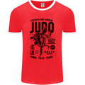 Judo Strength and Courage Martial Arts MMA Mens Ringer T-Shirt FotL Red/White