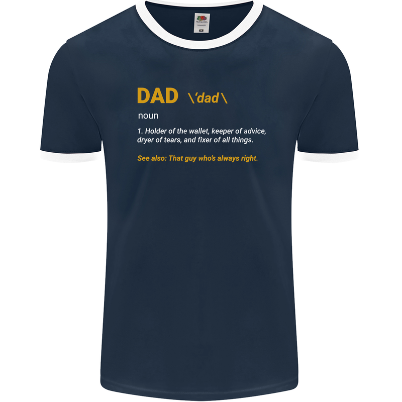 Dad Definition Funny Father's Day Mens Ringer T-Shirt FotL Navy Blue/White