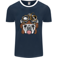 Steampunk Bulldog Mens Ringer T-Shirt FotL Navy Blue/White