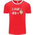 50th Birthday Funny Offensive 50 Year Old Mens Ringer T-Shirt FotL Red/White