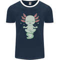 Meditating Axolot Yoga Spiritual Mens Ringer T-Shirt FotL Navy Blue/White