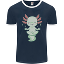 Meditating Axolot Yoga Spiritual Mens Ringer T-Shirt FotL Navy Blue/White