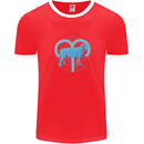 Aries Star Sign Mens Ringer T-Shirt FotL Red/White