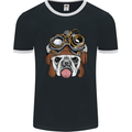 Steampunk Bulldog Mens Ringer T-Shirt FotL Black/White