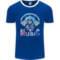 Music Skull With Headphones Dance Tekno Mens Ringer T-Shirt FotL Royal Blue/White