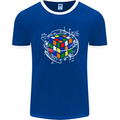 Rubix Cube Equation Funny Puzzle Enigma Mens Ringer T-Shirt FotL Royal Blue/White