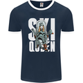Ski Queen Funny Skiing Winter Sports Mens Ringer T-Shirt FotL Navy Blue/White