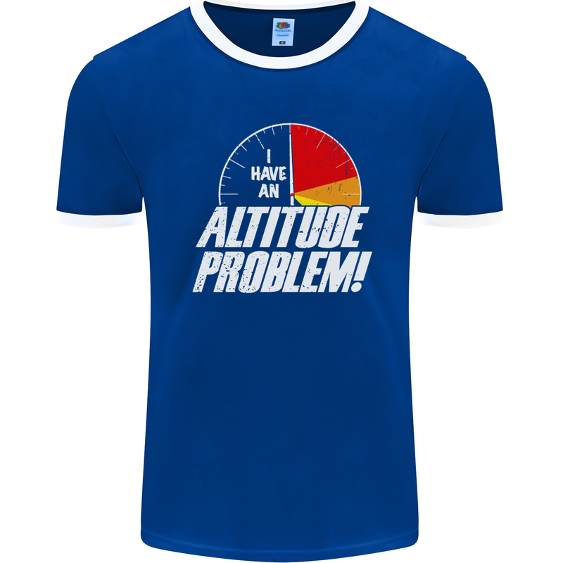 Altitude Problem Skydiving Freefall Funny Mens Ringer T-Shirt FotL Royal Blue/White