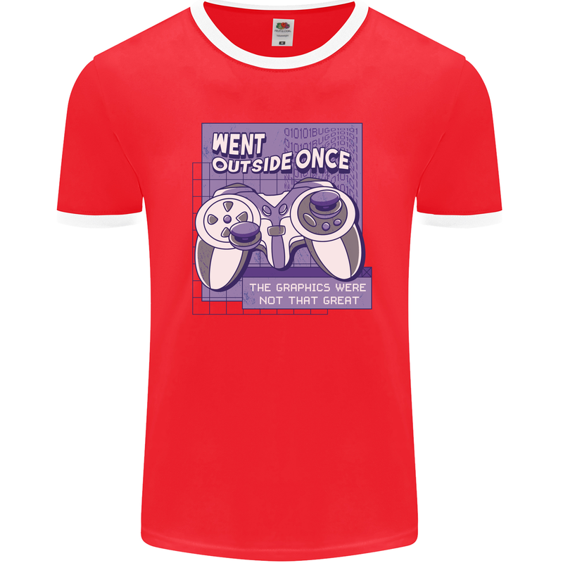 Antisocial Gamer Gaming Funny Graphics Mens Ringer T-Shirt FotL Red/White