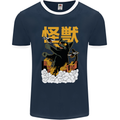 Catzilla Funny Cat Monster Parody Mens Ringer T-Shirt FotL Navy Blue/White