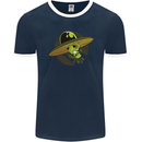 A Funny Alien Stuck in a UFO Flying Saucer Mens Ringer T-Shirt FotL Navy Blue/White