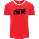 Pew Pew Pew Funny SCI-FI Movie Lightsaber Mens Ringer T-Shirt FotL Red/White