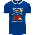 Camping Funny Alcohol Beer Camper Mens Ringer T-Shirt FotL Royal Blue/White