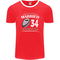 34 Year Wedding Anniversary 34th Rugby Mens Ringer T-Shirt FotL Red/White