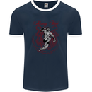 Muay Thai Tiger Warrior MMA Martial Arts Mens Ringer T-Shirt FotL Navy Blue/White