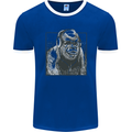 Gorilla with Headphones DJ Dance Music Mens Ringer T-Shirt FotL Royal Blue/White