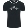 Drum Kit Pulse ECG Drum Drummer Drumming Mens Ringer T-Shirt FotL Black/White