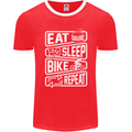 Cycling Eat Sleep Bike Repeat Funny Bicycle Mens Ringer T-Shirt FotL Red/White