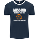 Missing Tape Measure Funny Carpenter DIY Mens Ringer T-Shirt FotL Navy Blue/White