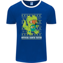 Christmas Official Santa T-Rex Dinosaur Mens Ringer T-Shirt FotL Royal Blue/White